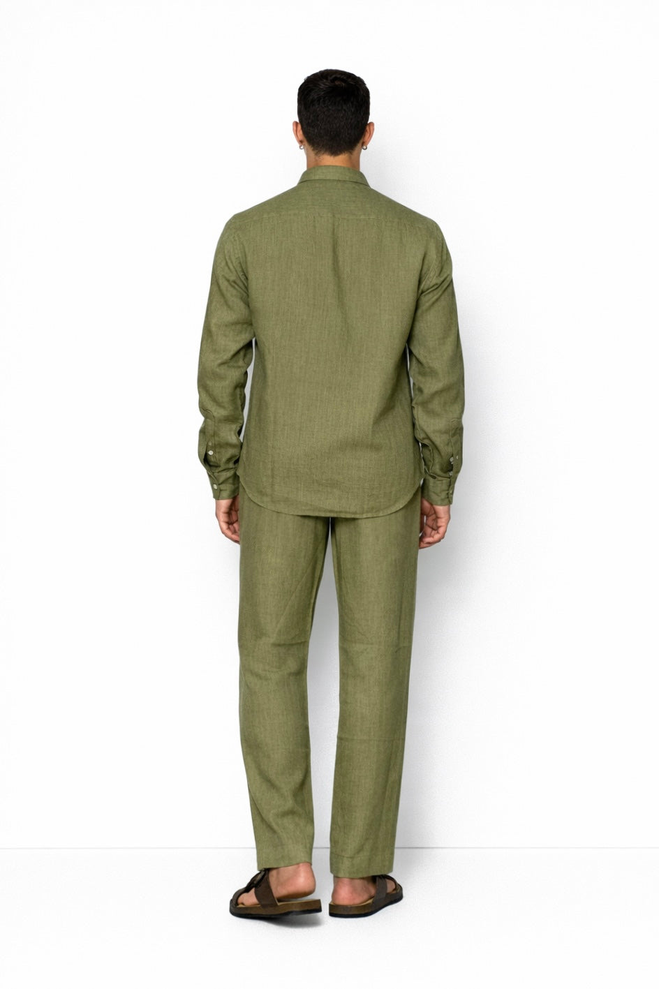 Olive Green Linen Pants for Men