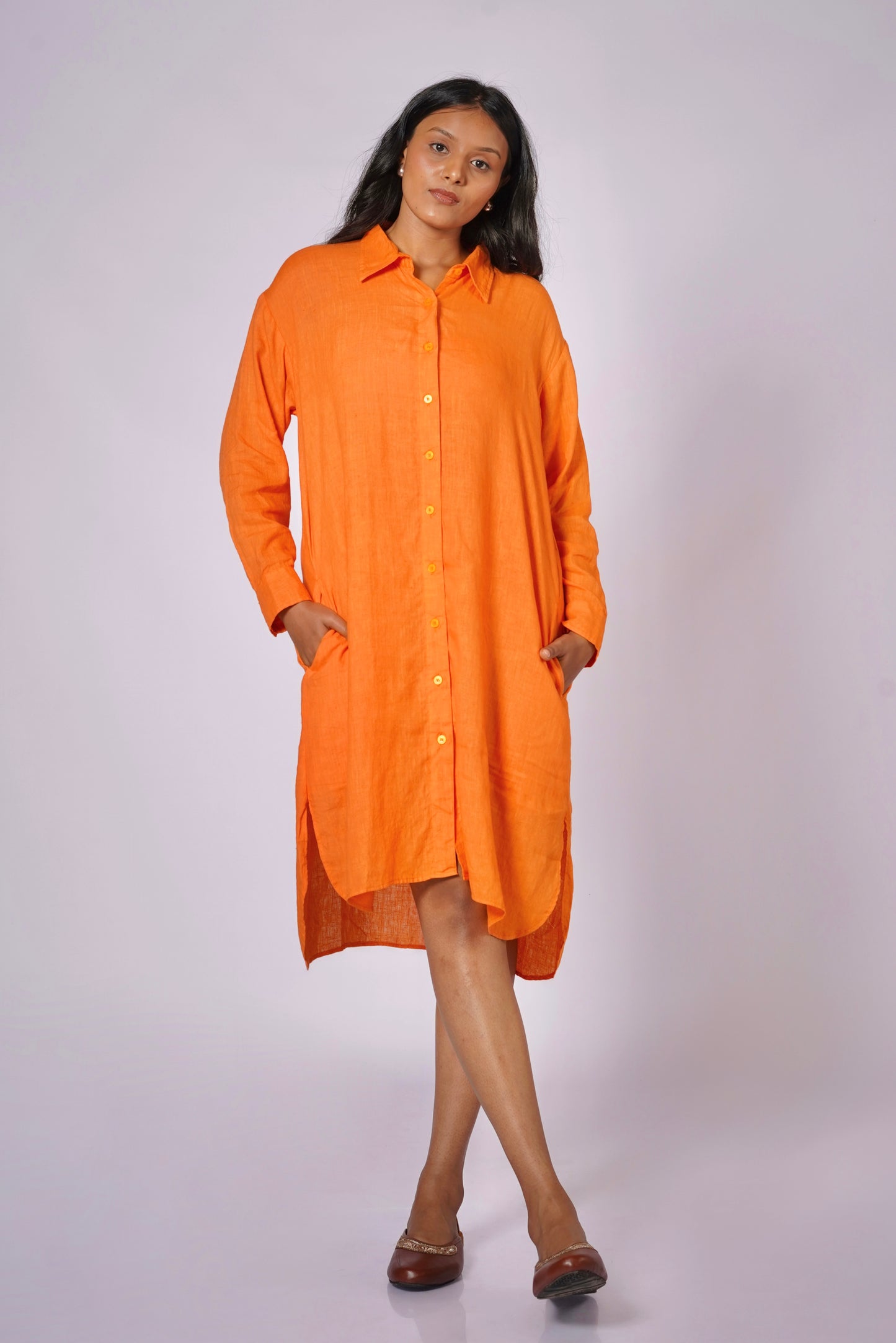 ANGARIKA WOMEN'S LINEN SHIRT DRESS