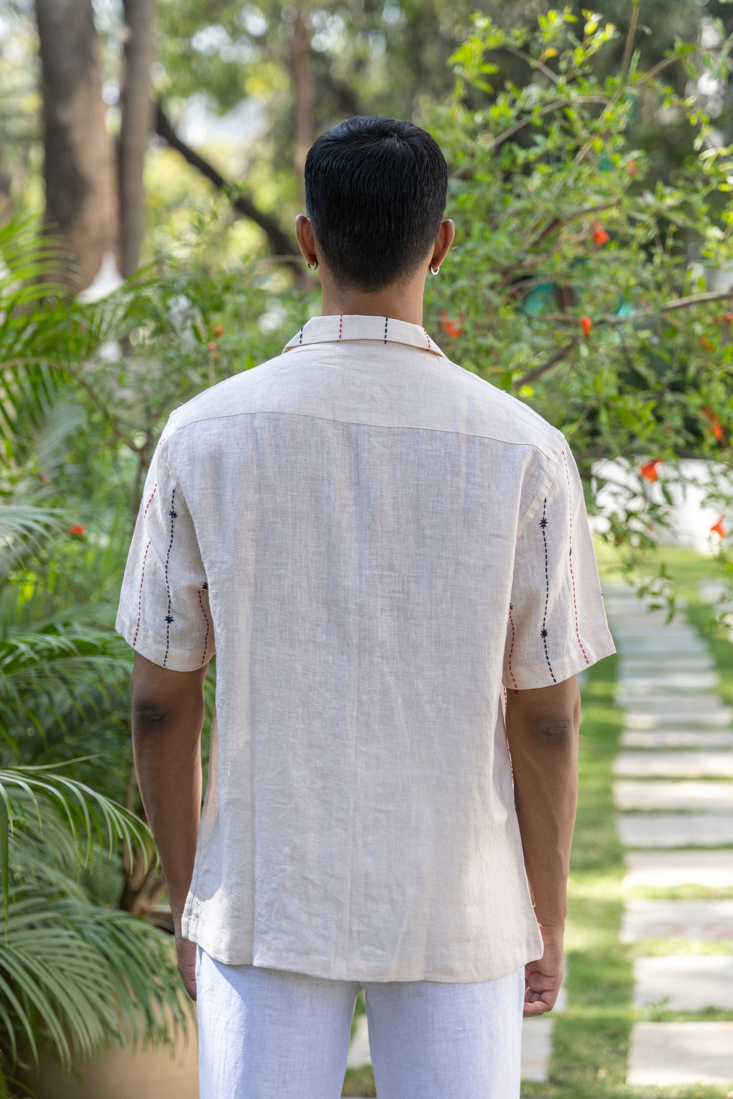 DASHES AND DREAMS - EMBROIDERED PURE LINEN SHIRT MEN
