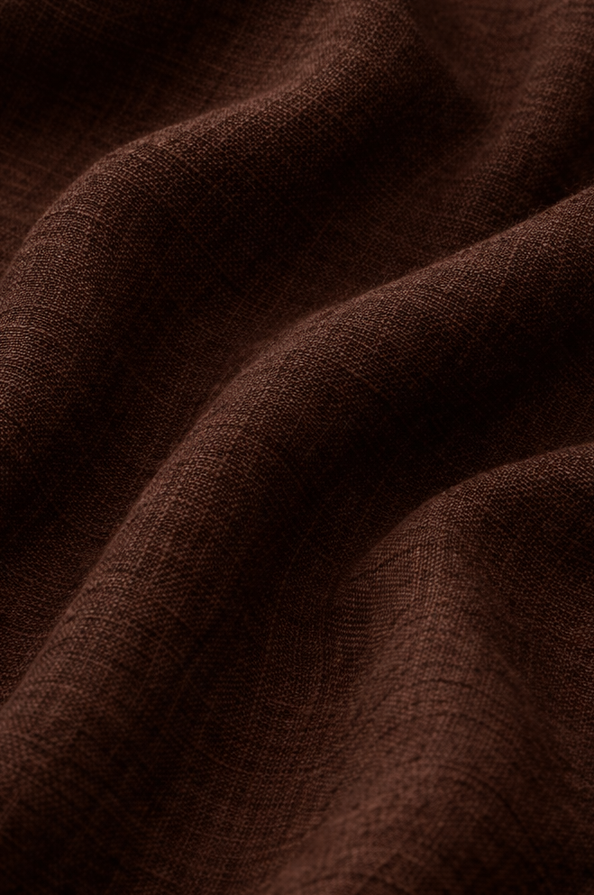 Chocolate Brown Short Kurta Linen Set for Men