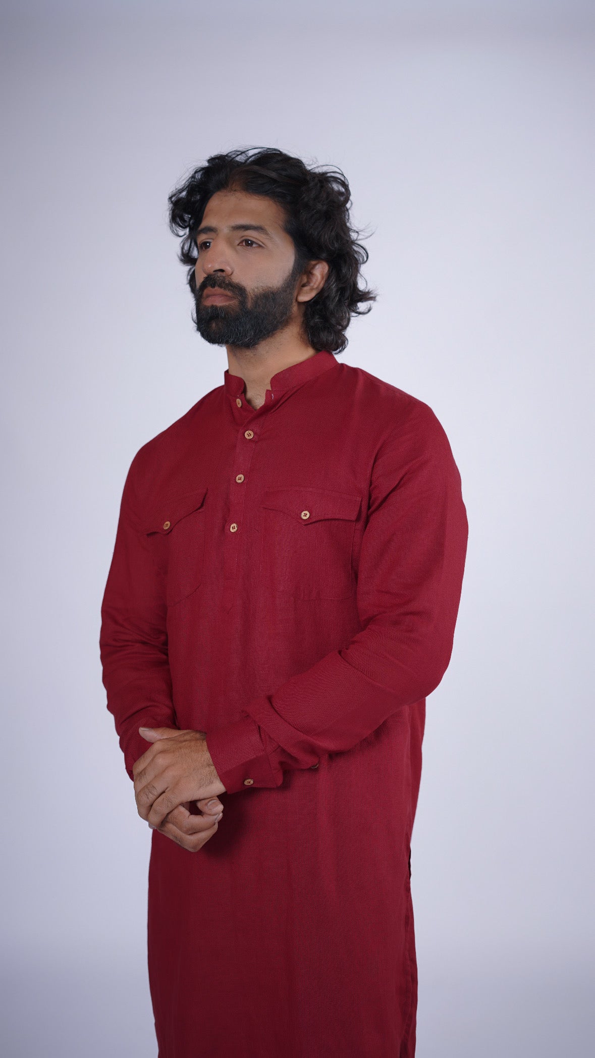 SHAHIBIND LINEN MEN'S LONG KURTA SET