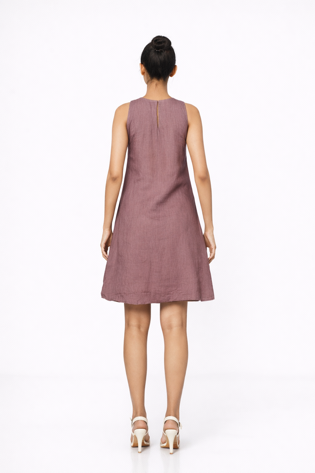 Lavanya A-Line Linen Dress – Women’s Linen Dress Back View