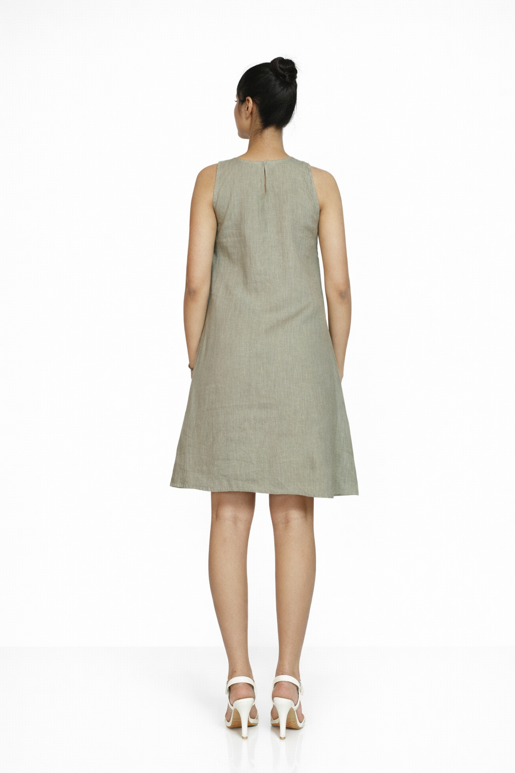 Palash A-Line Linen Dress – Women’s Linen Outfit Back View
