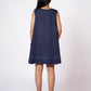 DENIM BLUE LINEN V-NECK DRESS