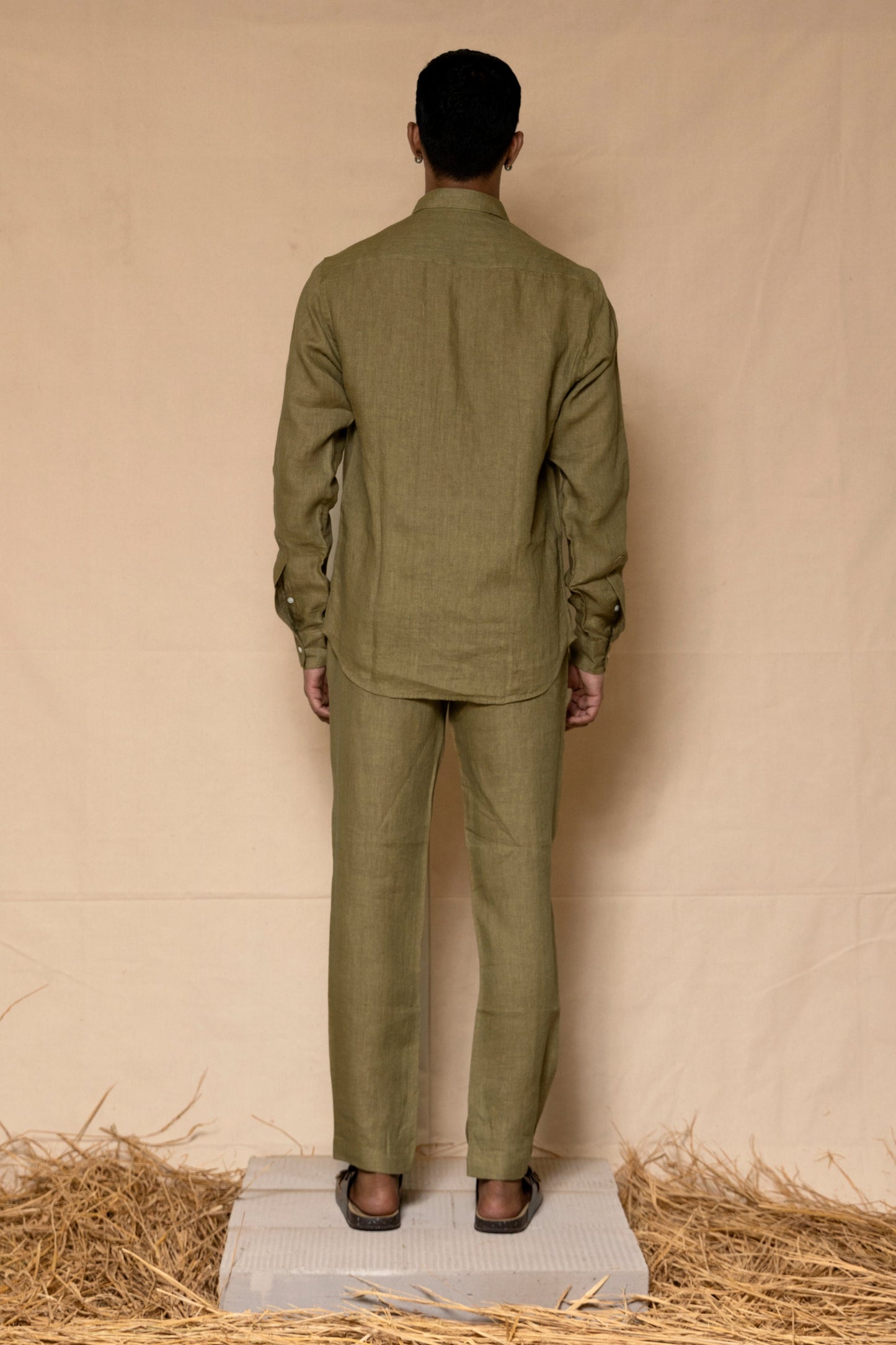 Olive Green Men's Linen Co-ord set