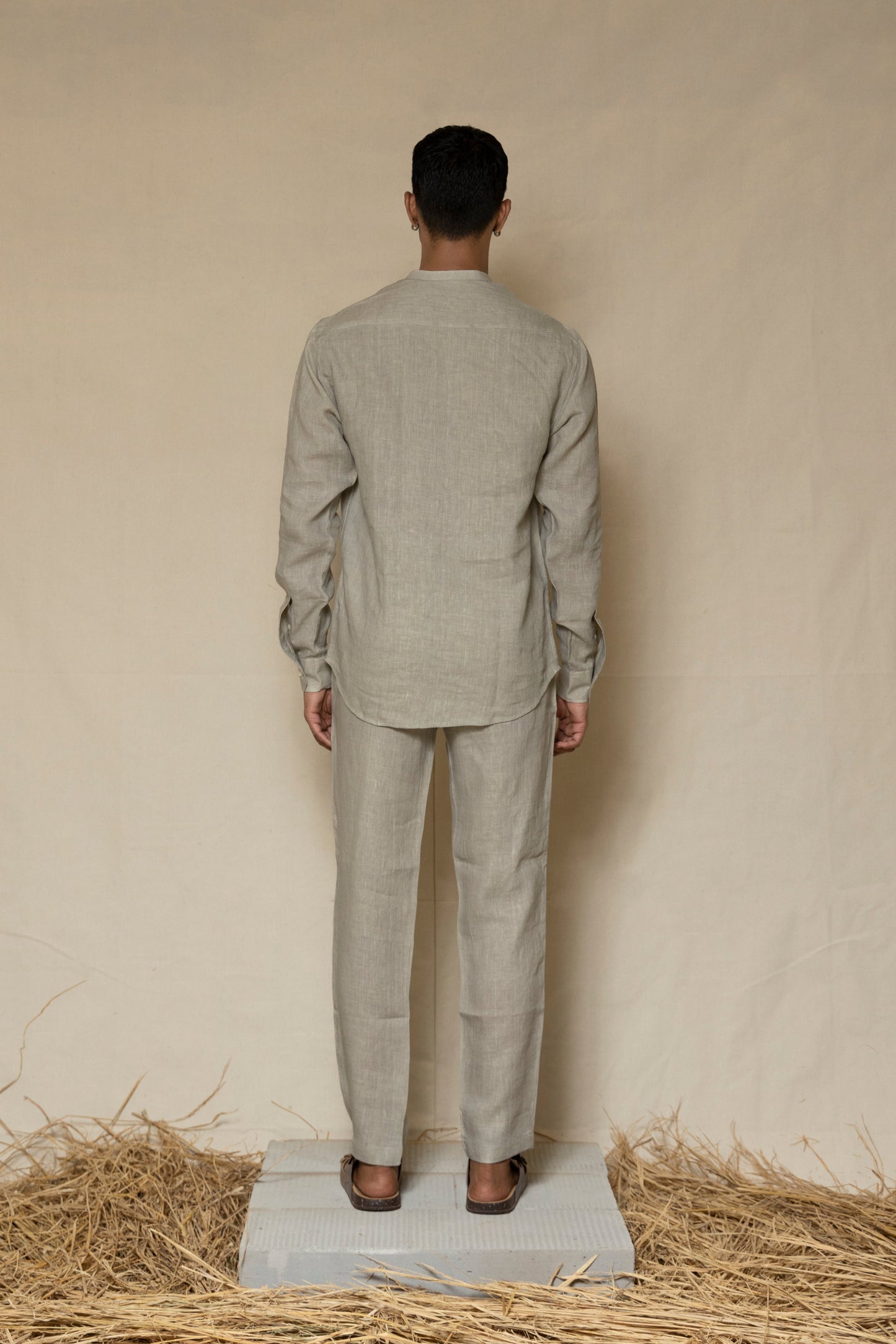 Ash Grey Linen Pants for Men
