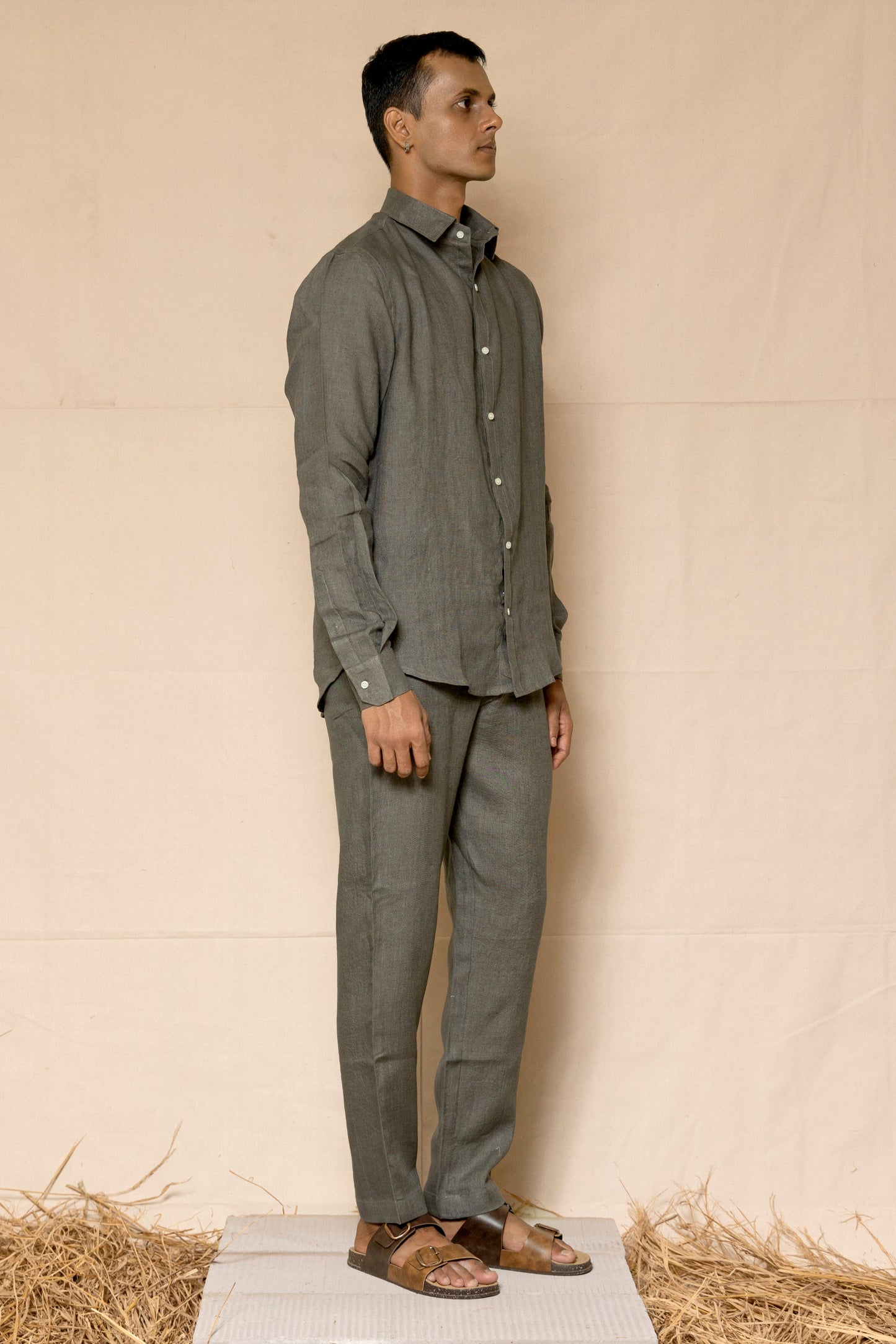 Steel Grey Men's Linen Co-ord set