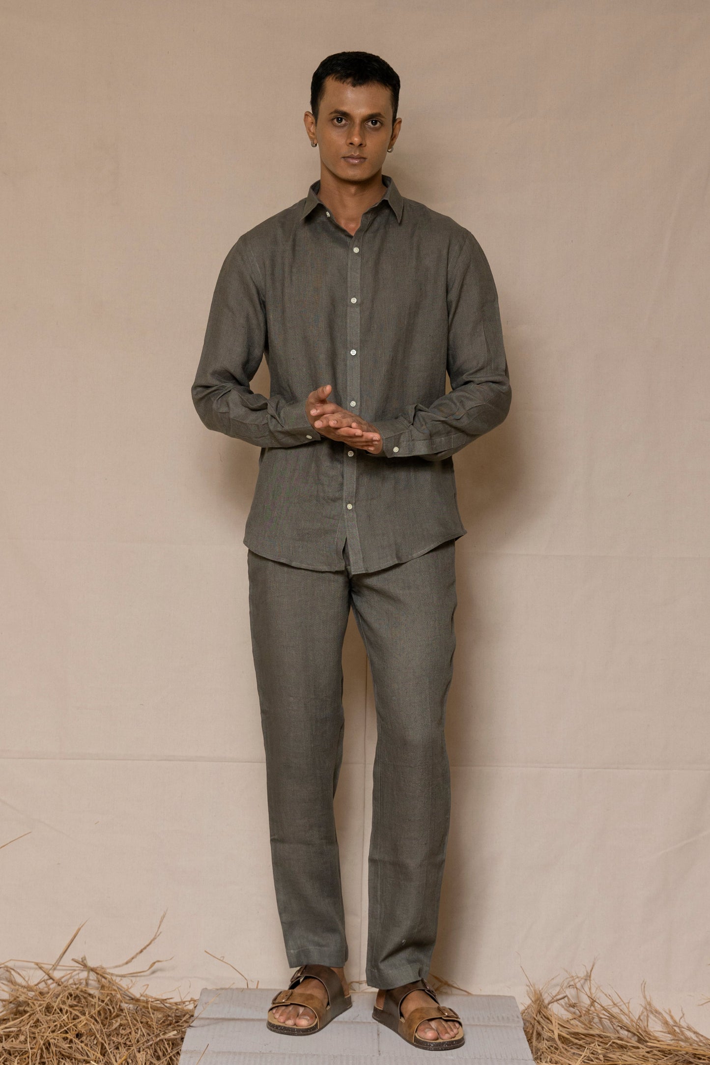 Steel Grey Men's Linen Co-ord set