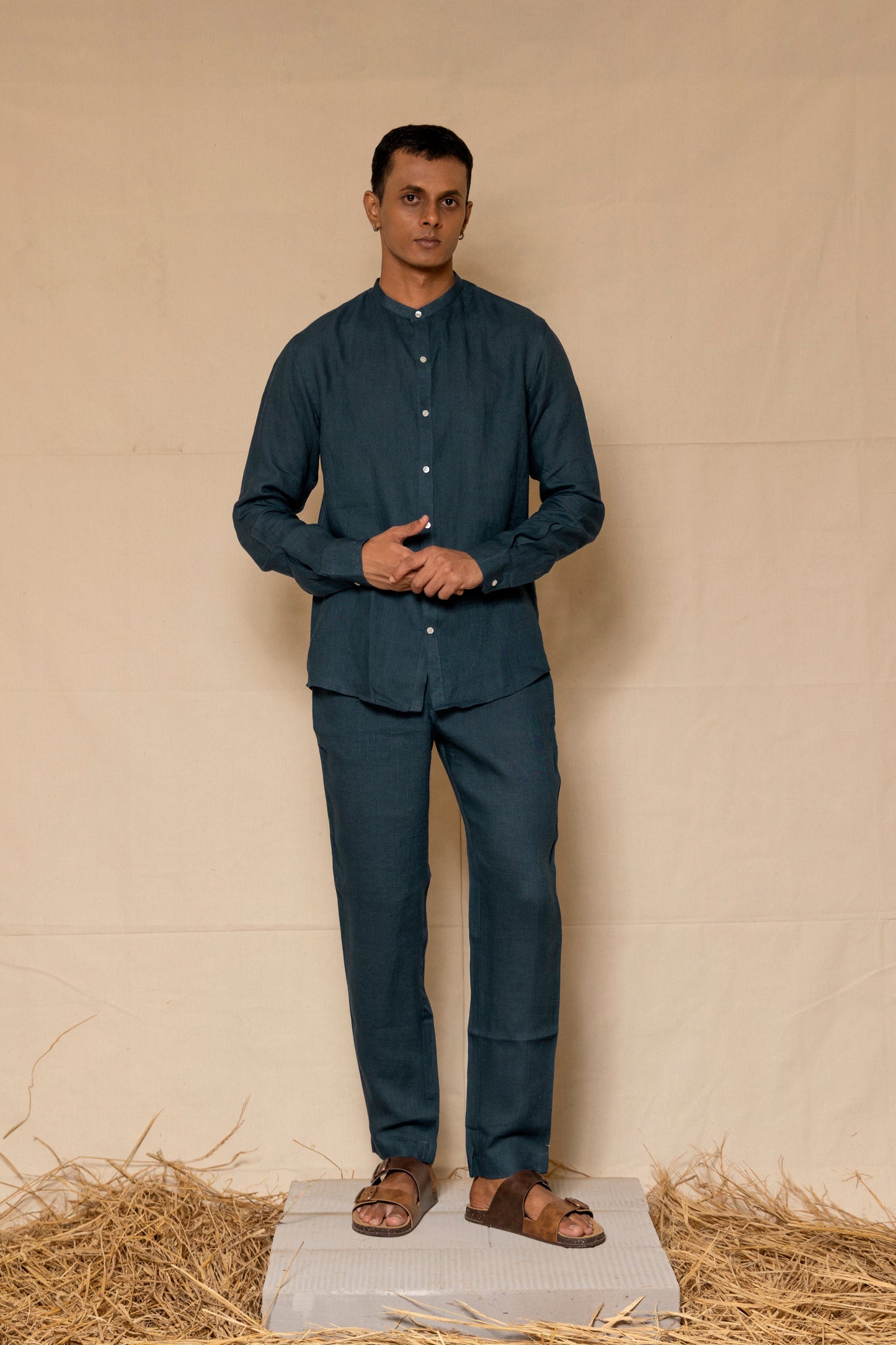 Indigo Linen Pants for Men