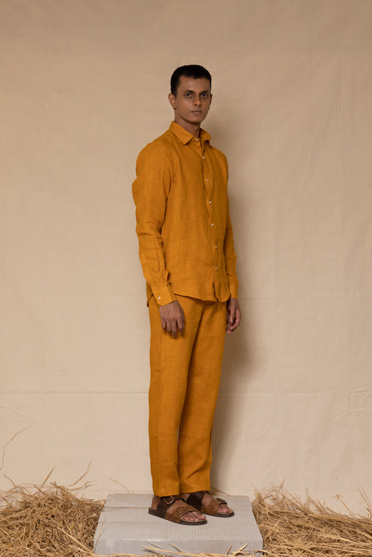Mustard Linen Pants for Men