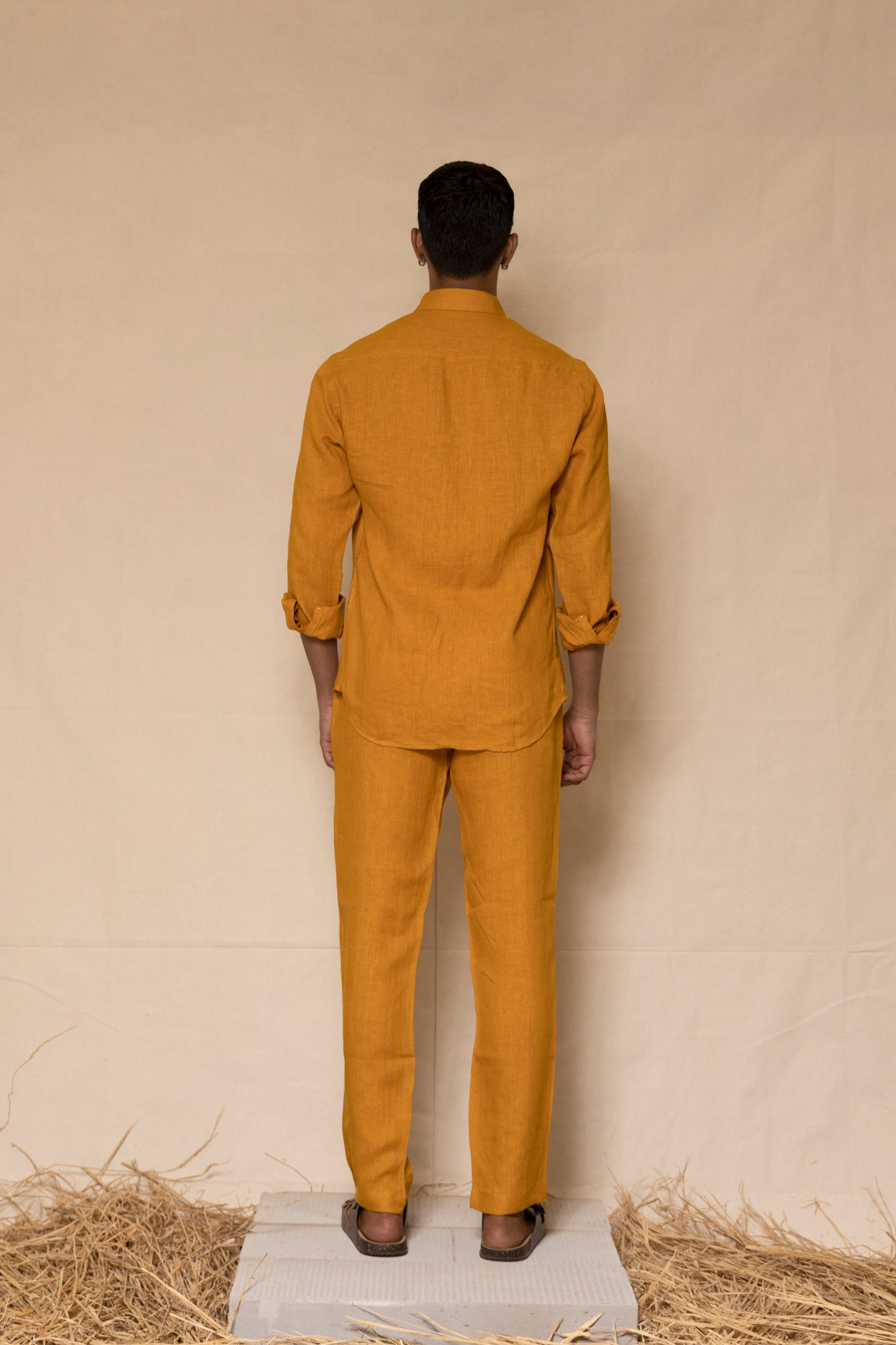 Mustard Linen Pants for Men