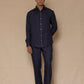 Navy Blue Linen Pants for Men