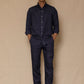 Navy Blue Men's Linen Regular Collar Shirt