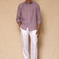 Lilac Men's Linen Regular Collar Shirt