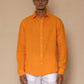 Orange Men's Linen Regular Collar Shirt