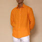 Orange Men's Linen Regular Collar Shirt