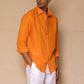 Orange Men's Linen Regular Collar Shirt