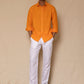 Orange Men's Linen Regular Collar Shirt