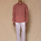 Burnt Rose Men's Linen Regular Collar Shirt