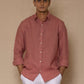 Burnt Rose Men's Linen Regular Collar Shirt