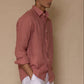Burnt Rose Men's Linen Regular Collar Shirt