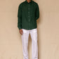 Alpine Green Men's Linen Regular Collar Shirt