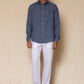 Monday Blue Men's Linen Regular Collar Shirt