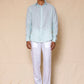Powder Blue Men's Linen Regular Collar Shirt