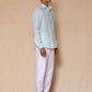 Powder Blue Men's Linen Regular Collar Shirt