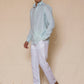 Powder Blue Men's Linen Regular Collar Shirt