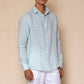 Powder Blue Men's Linen Regular Collar Shirt