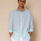 Powder Blue Men's Linen Regular Collar Shirt