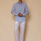 Sky Blue Men's Linen Regular Collar Shirt