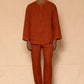 Rust Linen Men's Short Kurta Set
