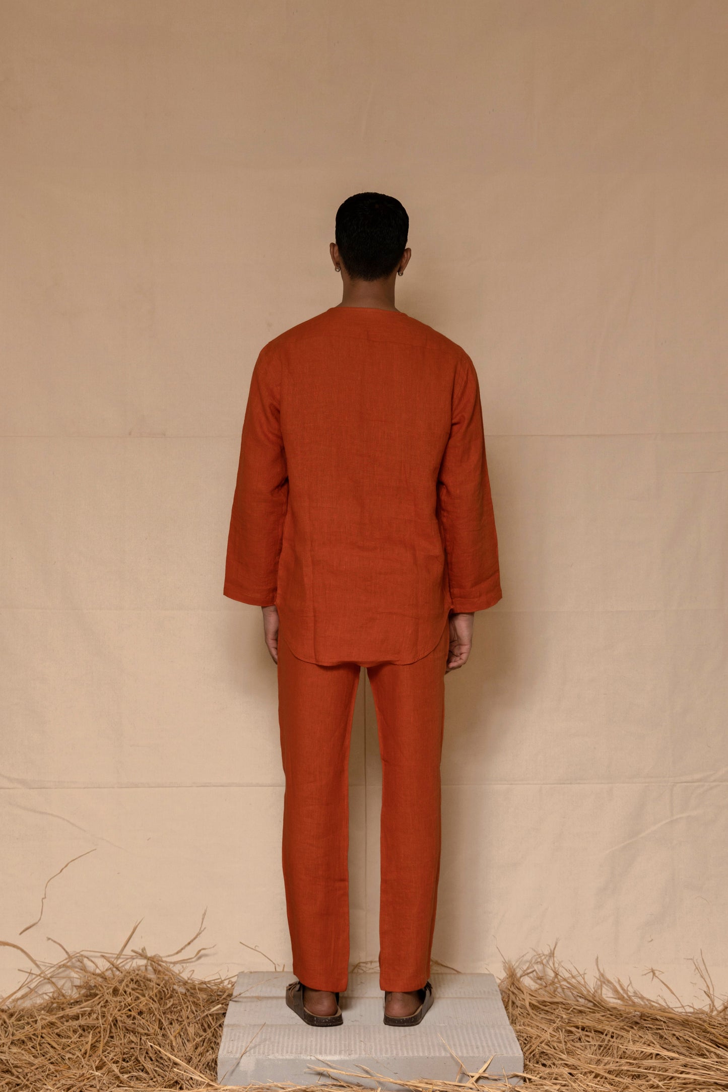 Rust Linen Pants for Men