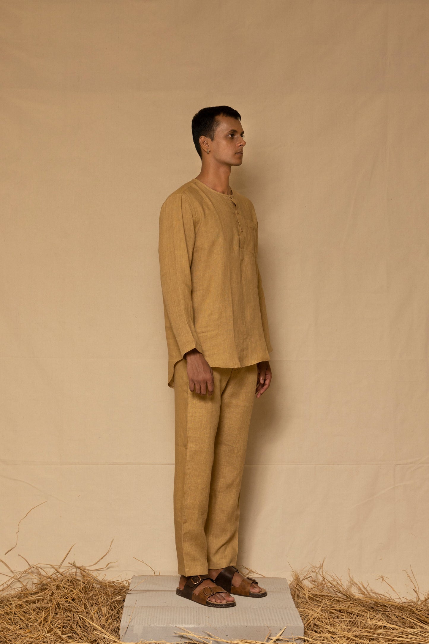 Ochre Linen Pants for Men
