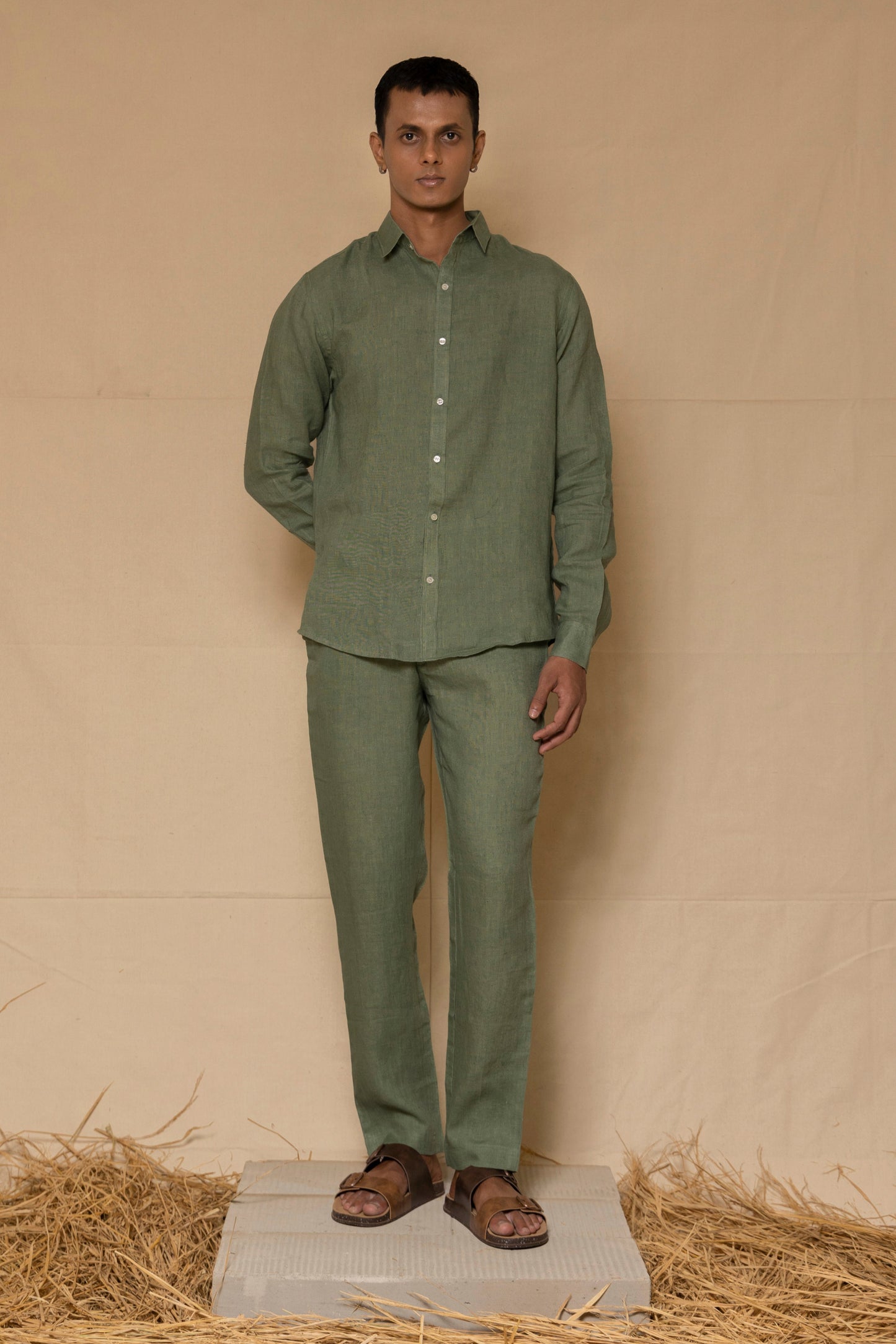 Sage Green Men's Linen Co-ord set