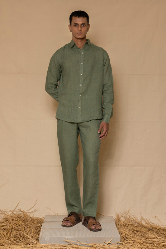 Sage Green Men's Linen Co-ord set