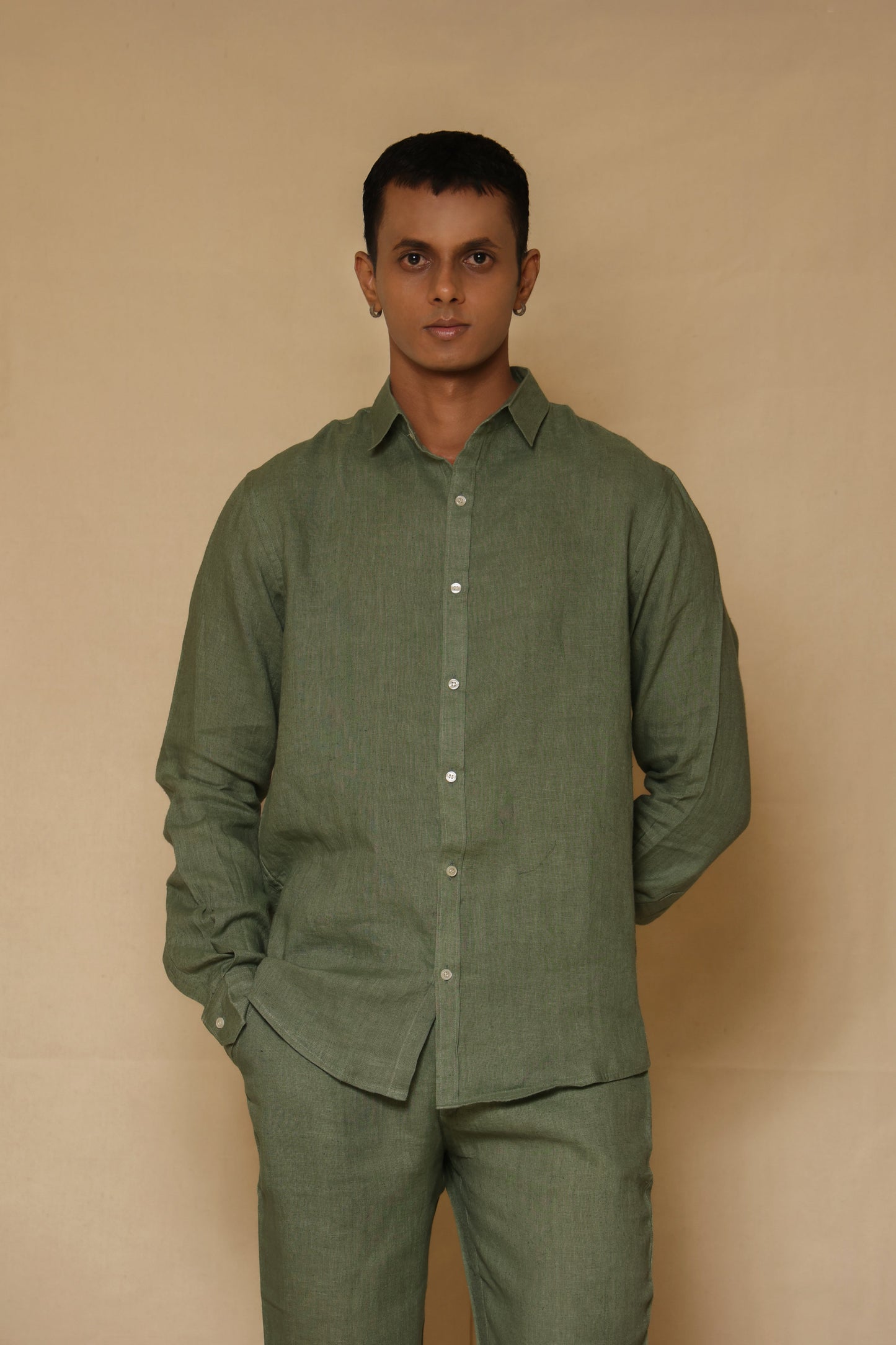 Sage Green Men's Linen Co-ord set