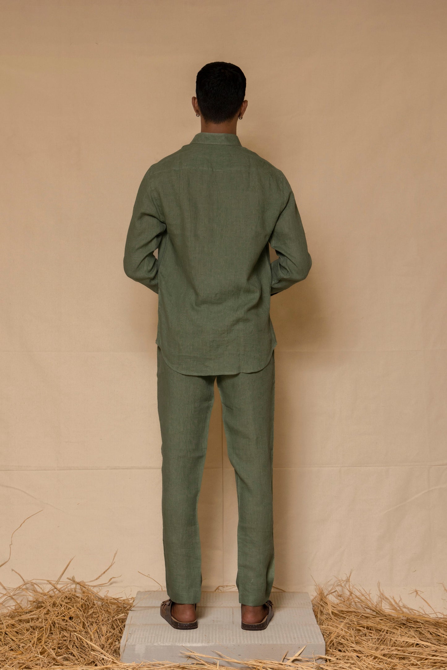 Sage Green Linen Pants for Men