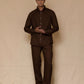 Chocolate Brown Linen Pants for Men