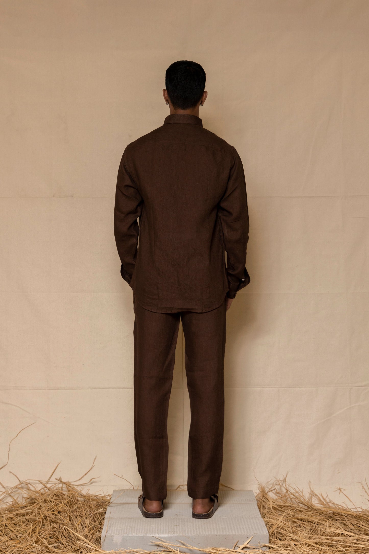 Chocolate Brown Linen Pants for Men
