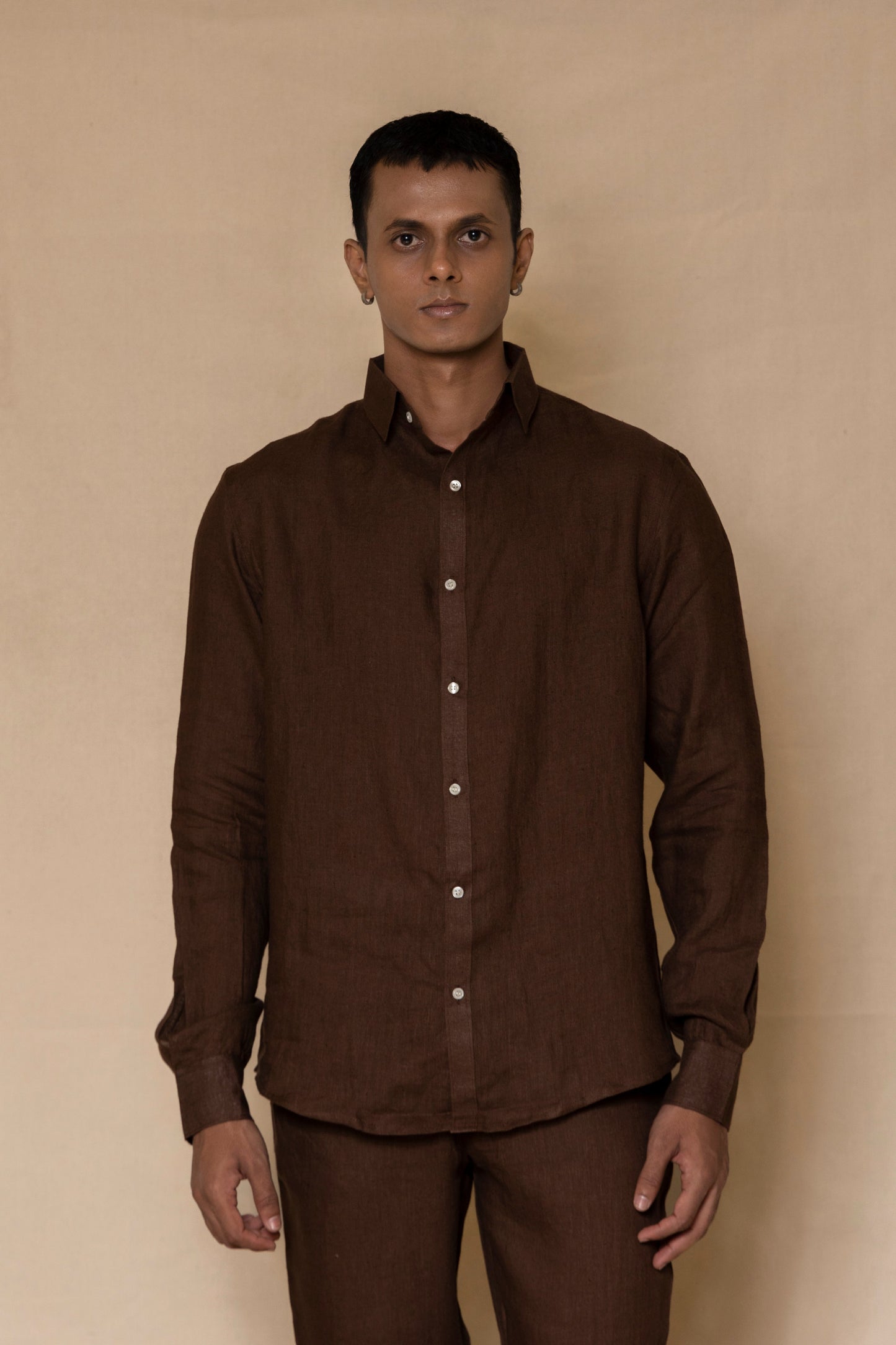 Chocolate Brown Men's Linen Co-ord set