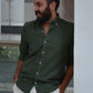 Mariner's Charm - Dark Green Striped Linen Shirt