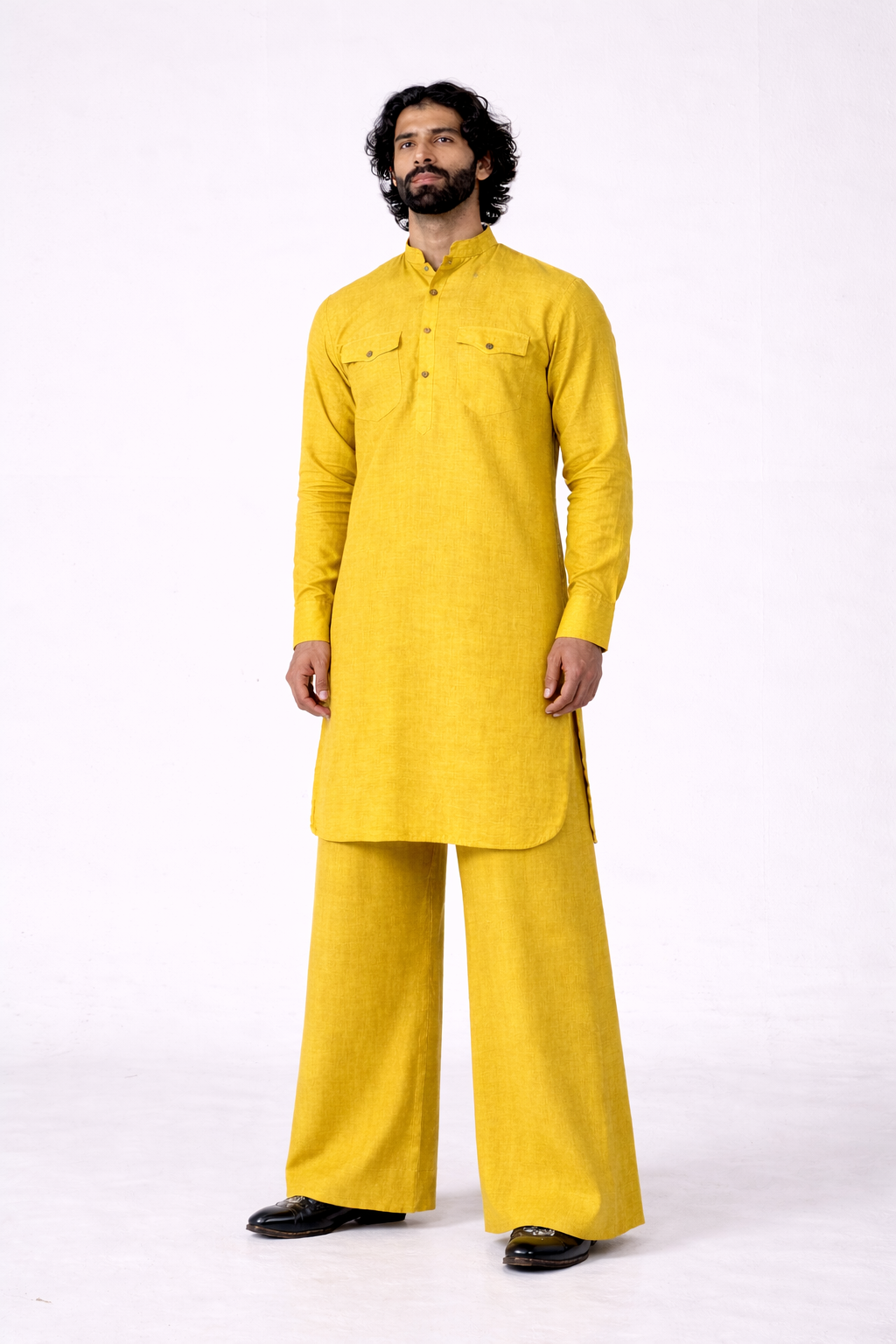 HIRANYAM LINEN MEN'S LONG KURTA SET