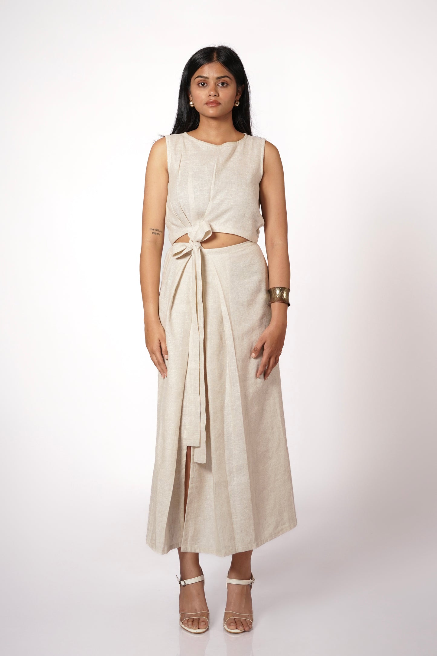 EARTHY NATURAL TIE IN FRONT KNOT LINEN SET
