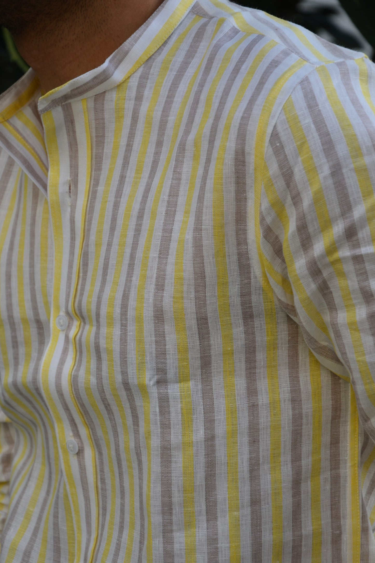 Tidal Treasure - Yellow Striped Linen Shirt