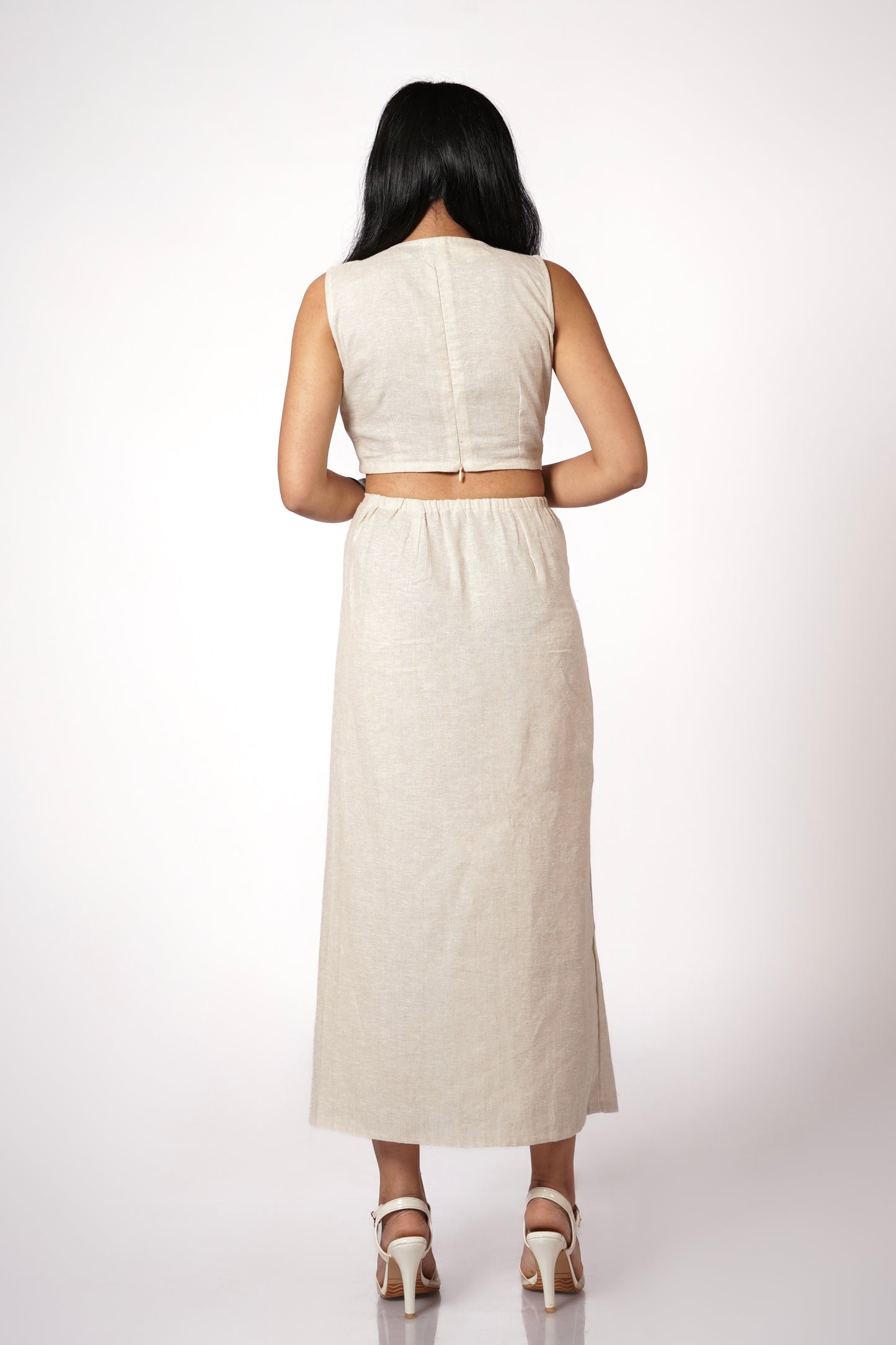 EARTHY NATURAL TIE IN FRONT KNOT LINEN SET