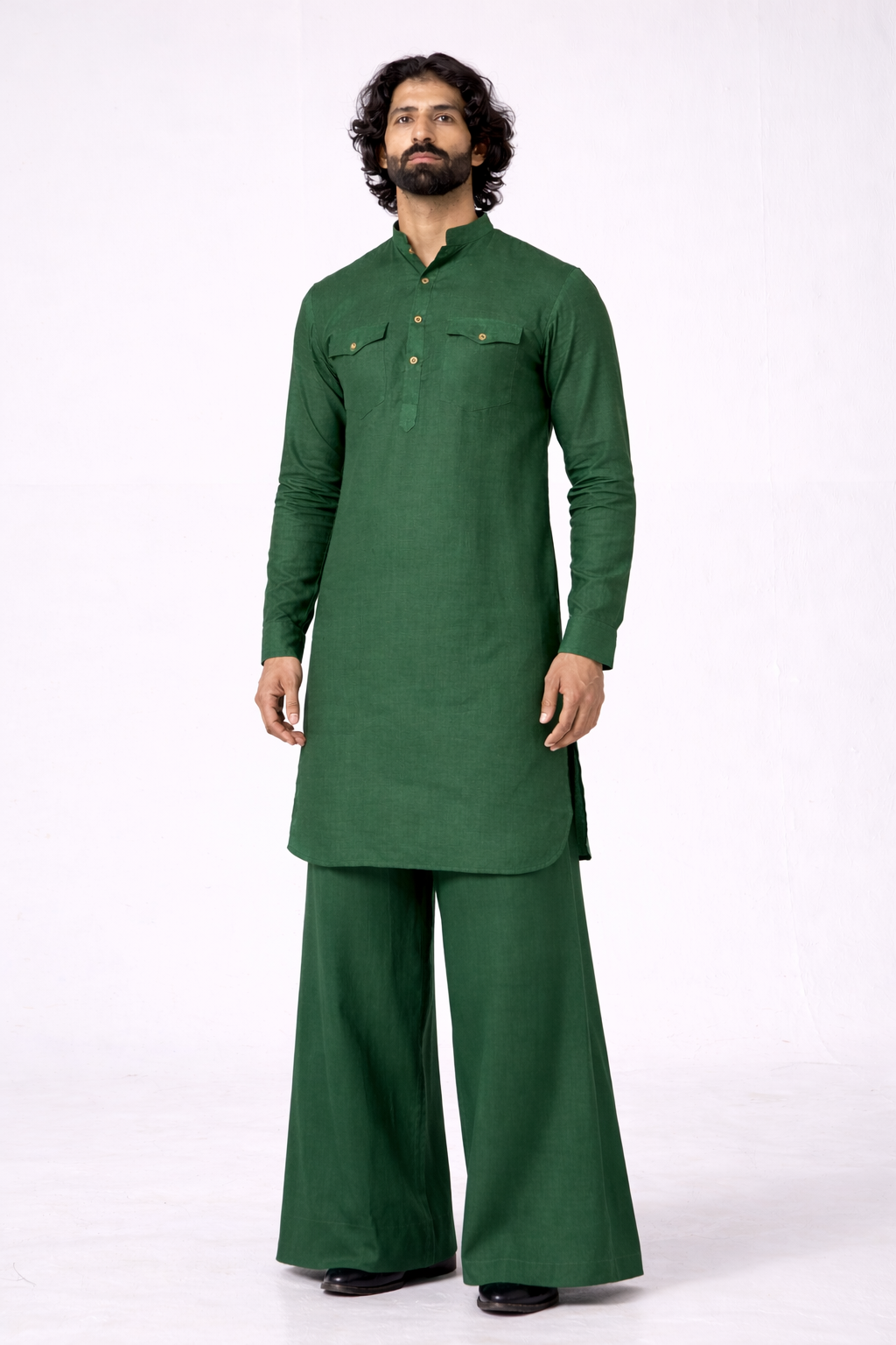 SAAGVAN LINEN MEN'S LONG KURTA SET