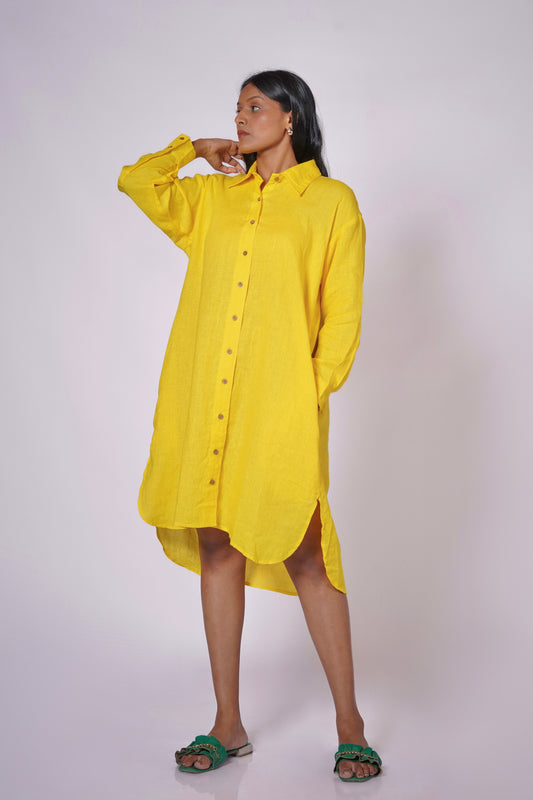 KANAK WOMEN'S LINEN SHIRT DRESS